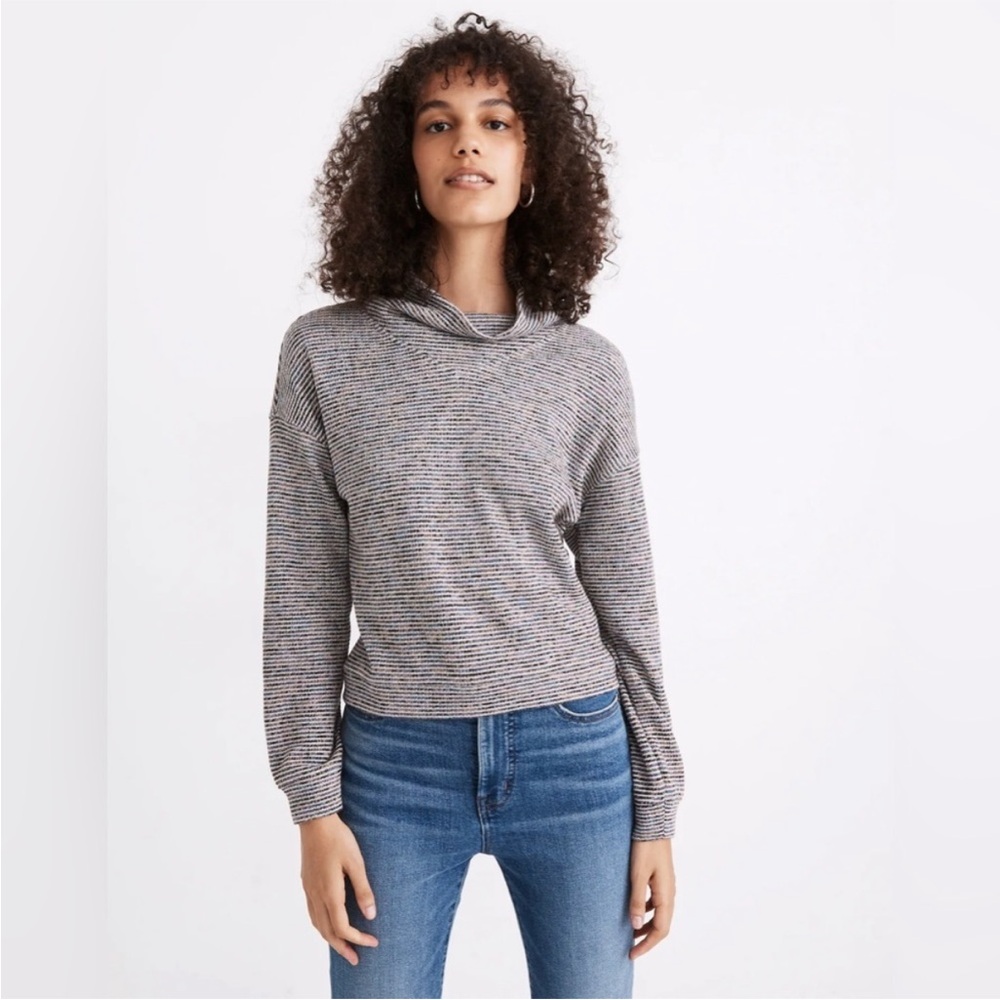 Madewell Textured Turtleneck Top in Rainbow Rib
